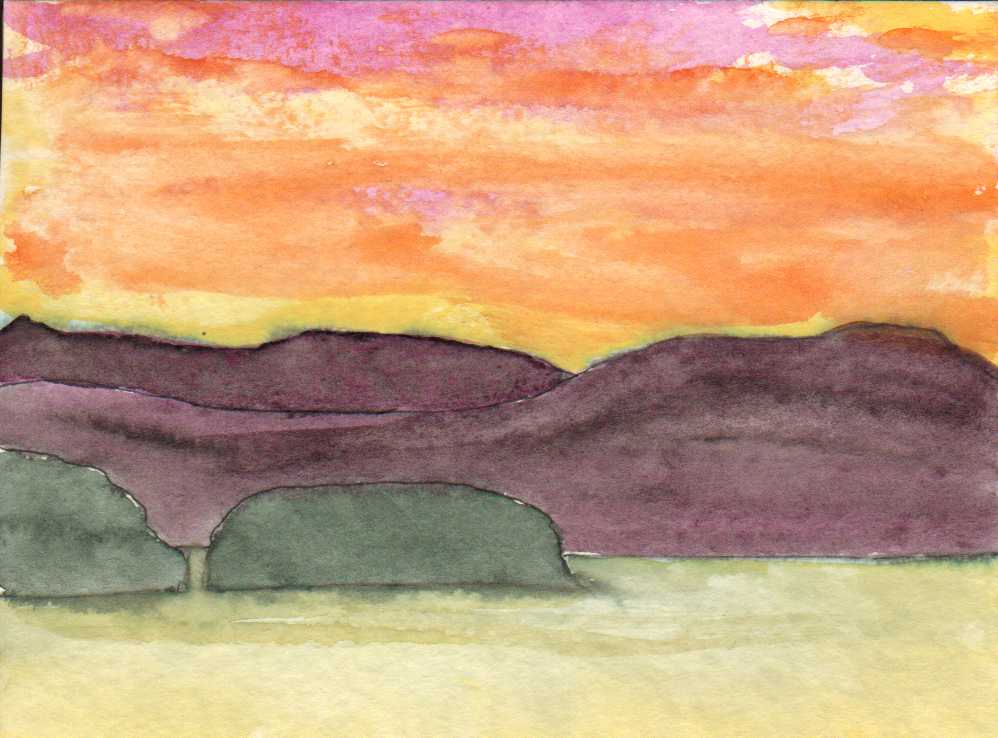 "Sunset", watercolor by Fred Murphy (July 2000)