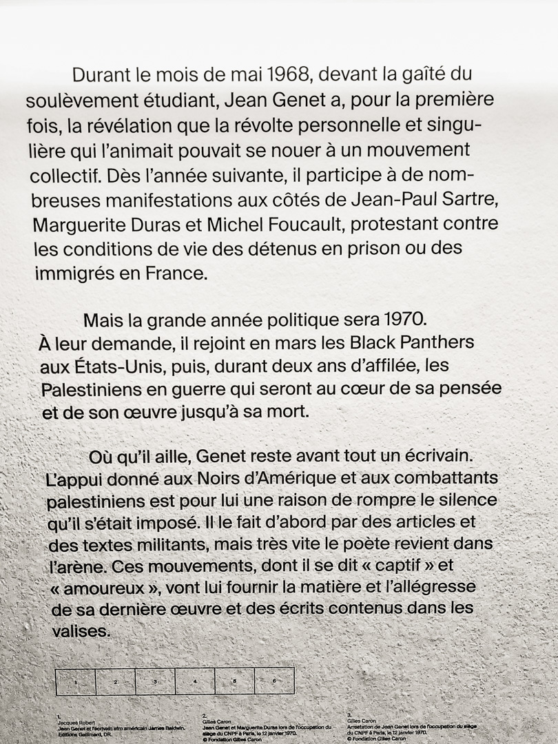 Jean Genet exhibit, Institut du Monde Arabe